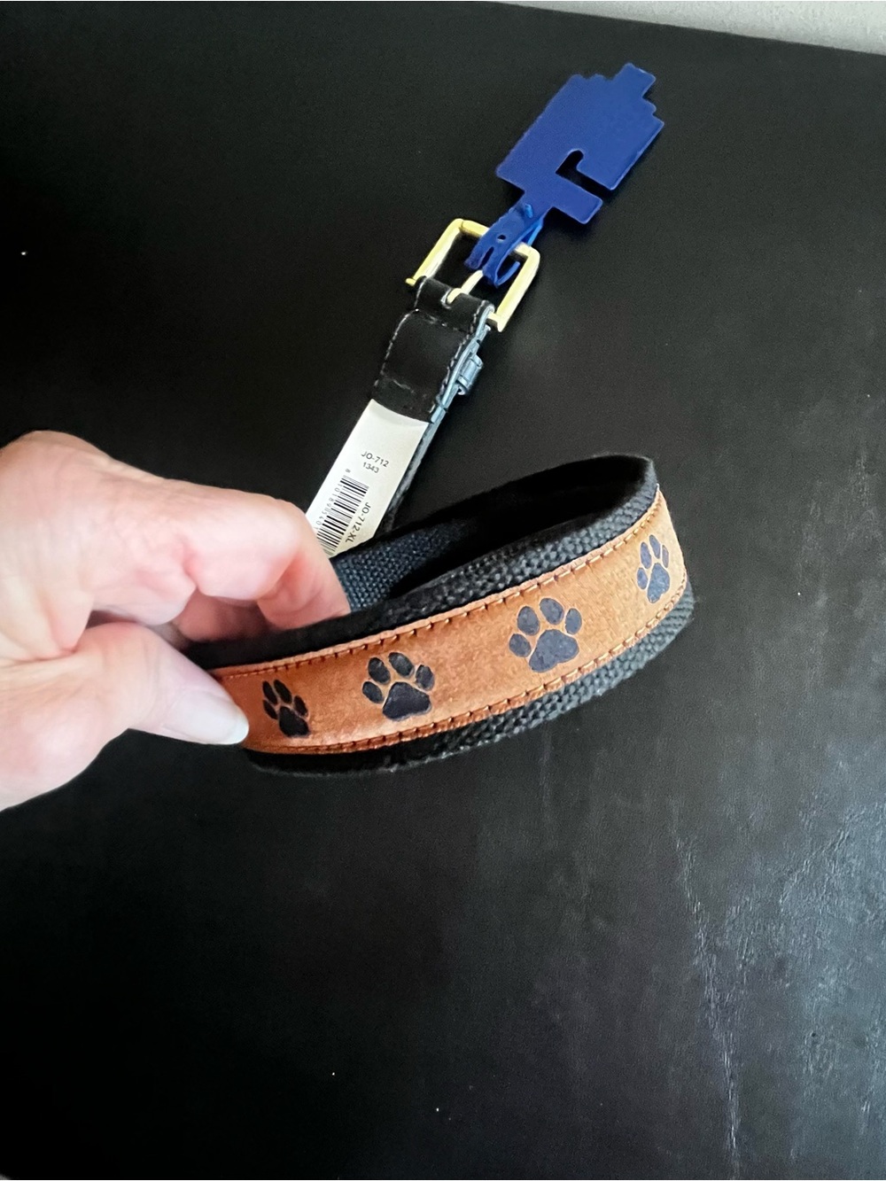 NWT Caribbean Joe Brown and Black Paw-Print Leather Belt Sz XL (42-44)